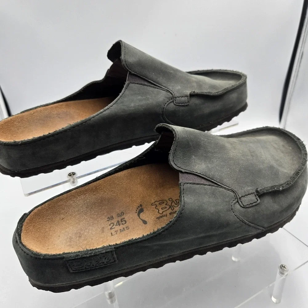 Birki's Birkenstock Naples Suede Clogs 38 L7 M5 Slip On Comfort‎ Footbed Shoe